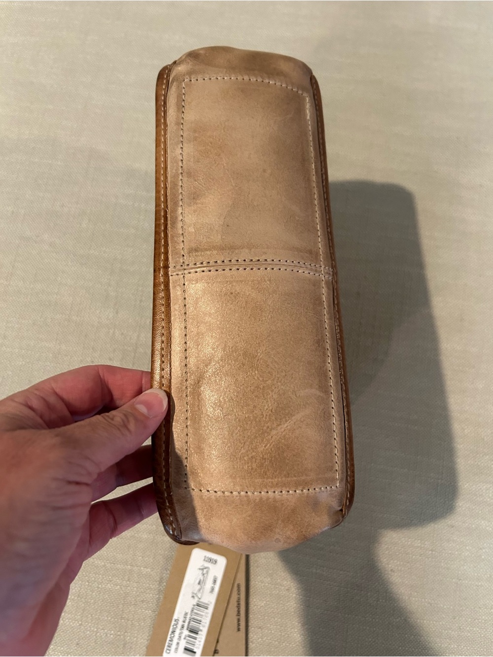 BED|STU Ceremonious Tan Leather Bag with Contrast Trim - Picture 5 of 6